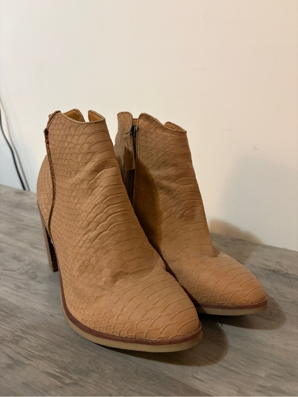 Altar'd State Tan Scaled Ankle Booties